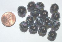 15 Wedding Cake 11mm Black with Silver and Rosebuds